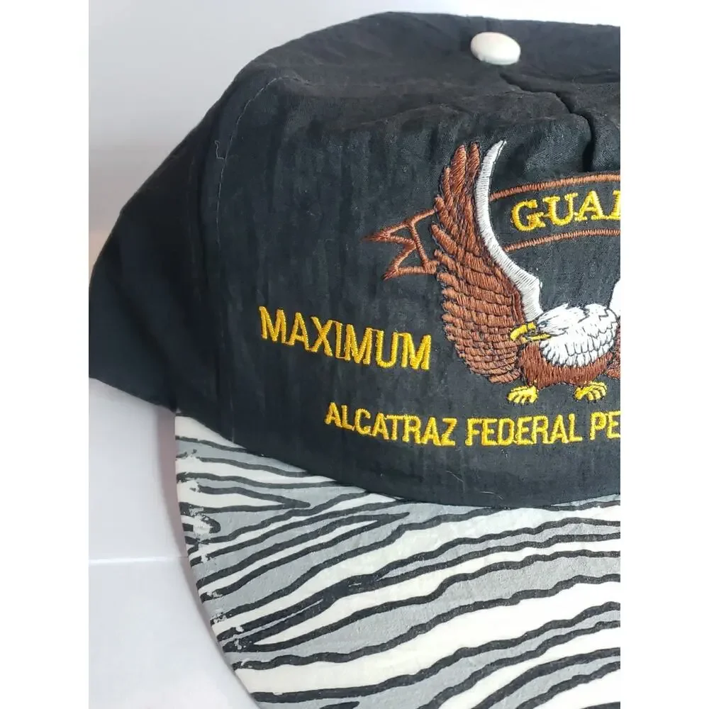 Guard Maximum Security Alcatraz Federal Penitentiary Snap Back Cap Zebra Print